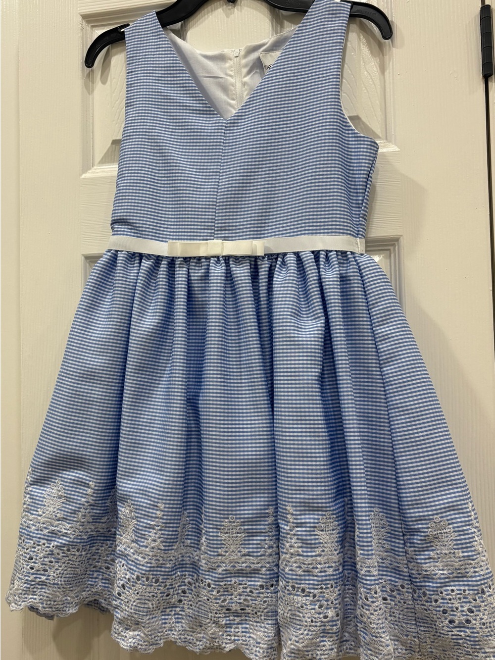 Rare Editions Blue & White Embroidered Girls' Dress